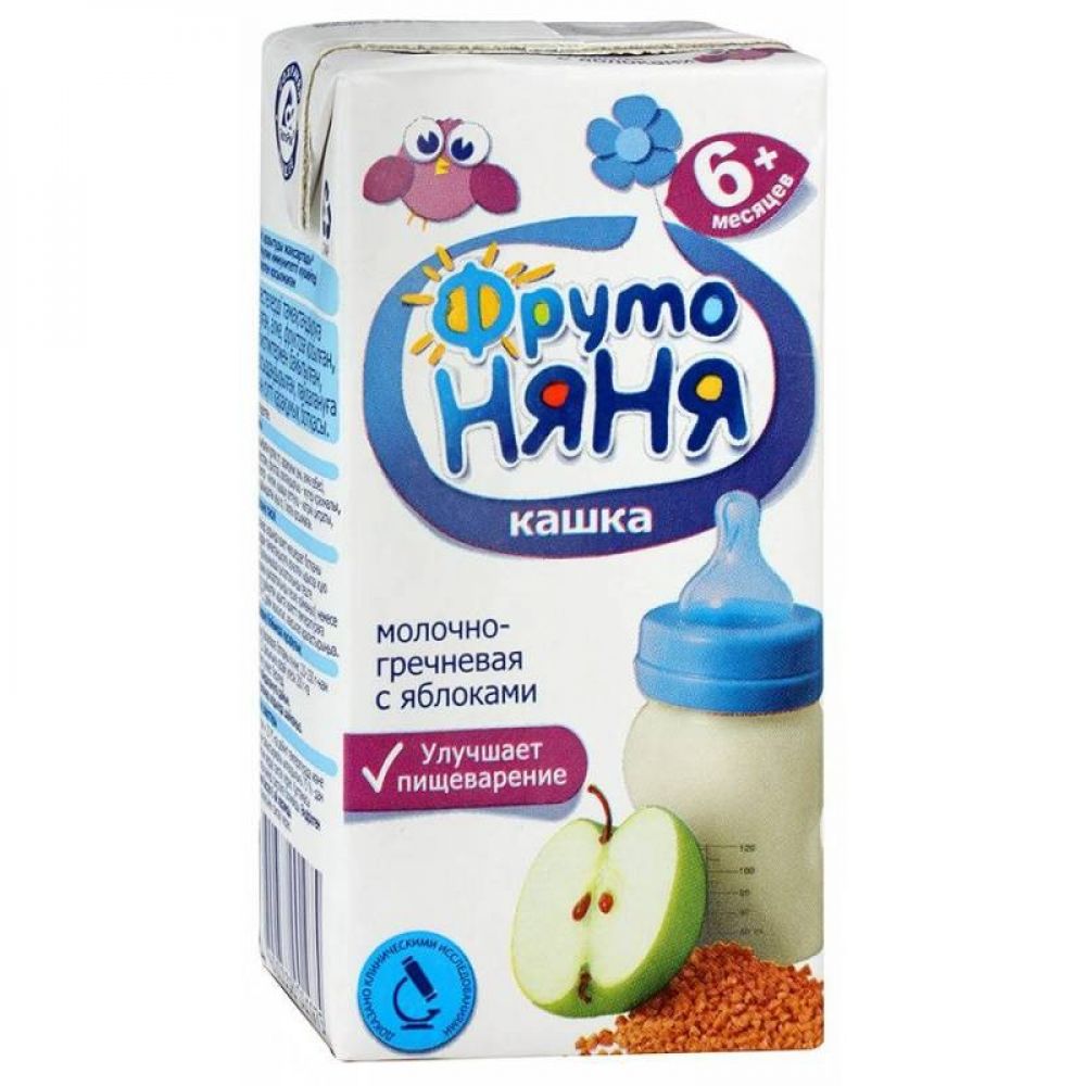 ФрутоНяня каша молочная гречка/яблоко/пребиотики жидкая от 6мес. 200г