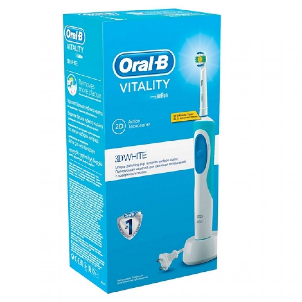 Орал-Б щетка зубная Виталити D12.513DW электрическая отбеливающая с аккумулятором