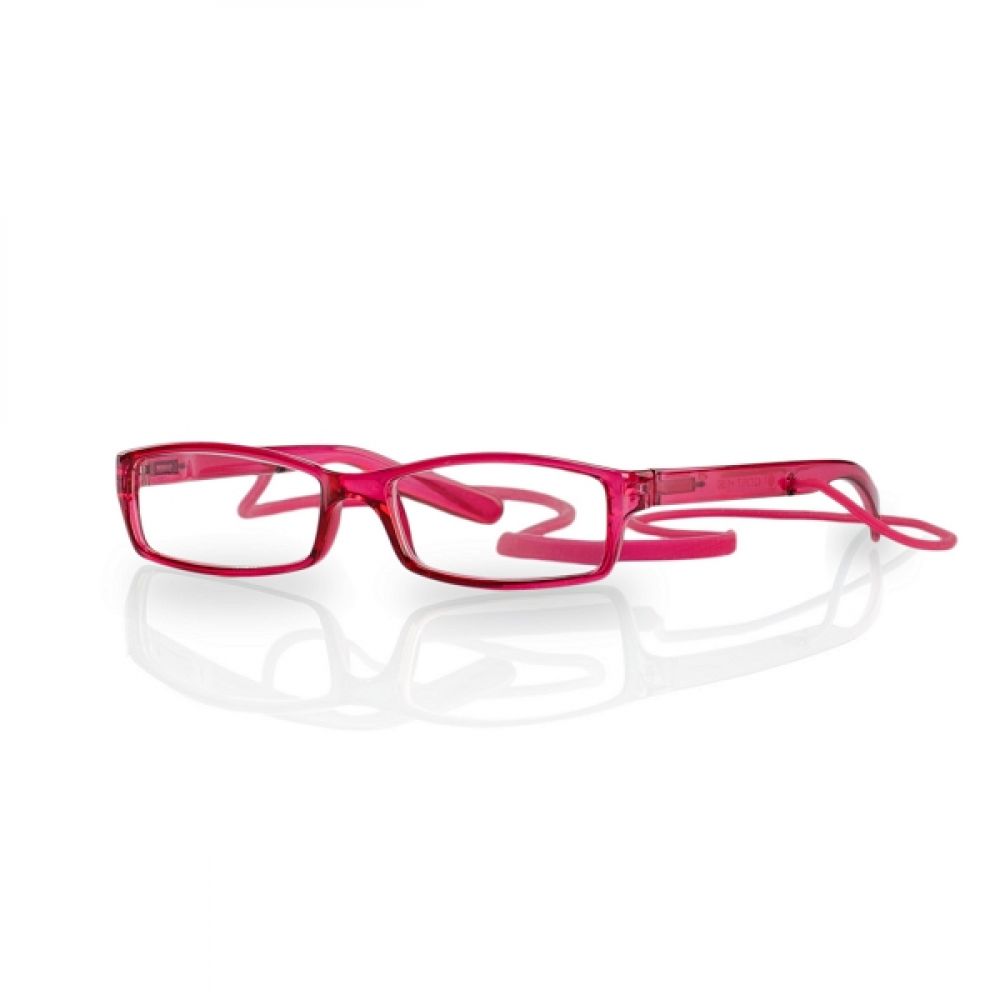 Очки корригирующие для чтения глянцевые розовые/пластик со шнурком +2,5