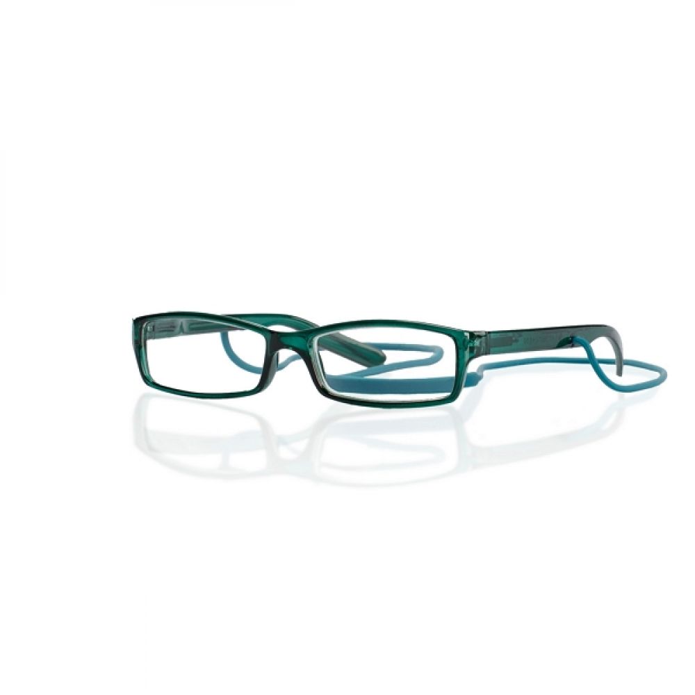 Очки корригирующие для чтения глянцевые зеленые/пластик со шнурком +2,0