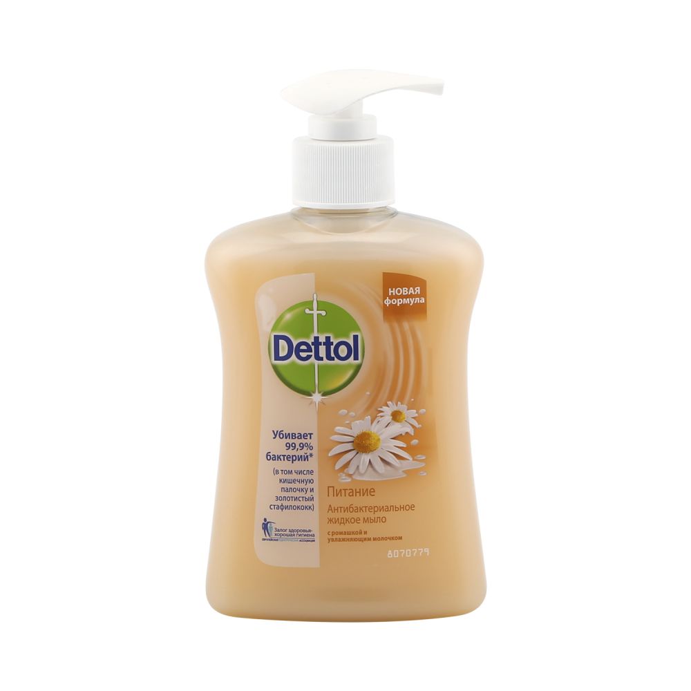 Деттол мыло жидкое д/рук антибактериальное питание с ромашкой и увлажнение с молочком 250мл