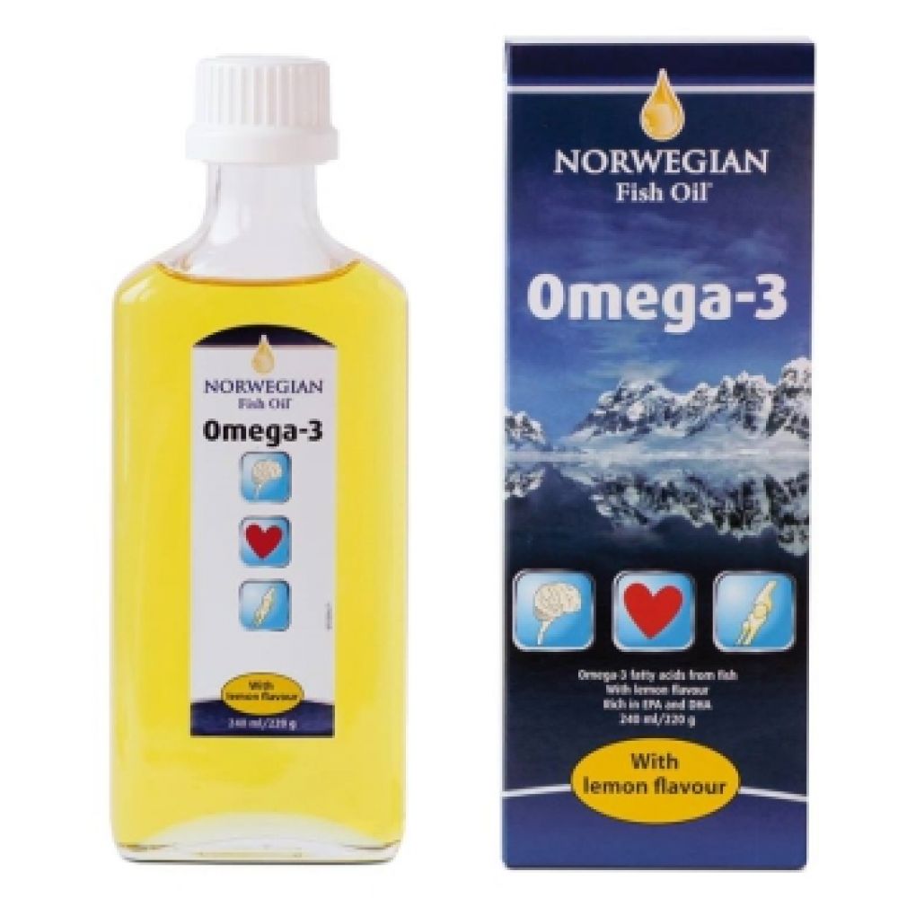 Норвегиан Фиш Оил Омега-3 Рыбий жир со вкусом лимона 240мл