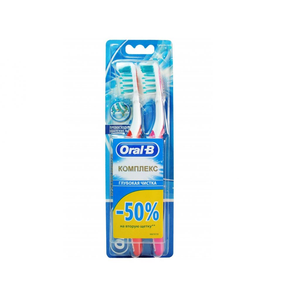 Орал-Б щетка зубная комплекс Глубокая чистка 40 средняя 1+1