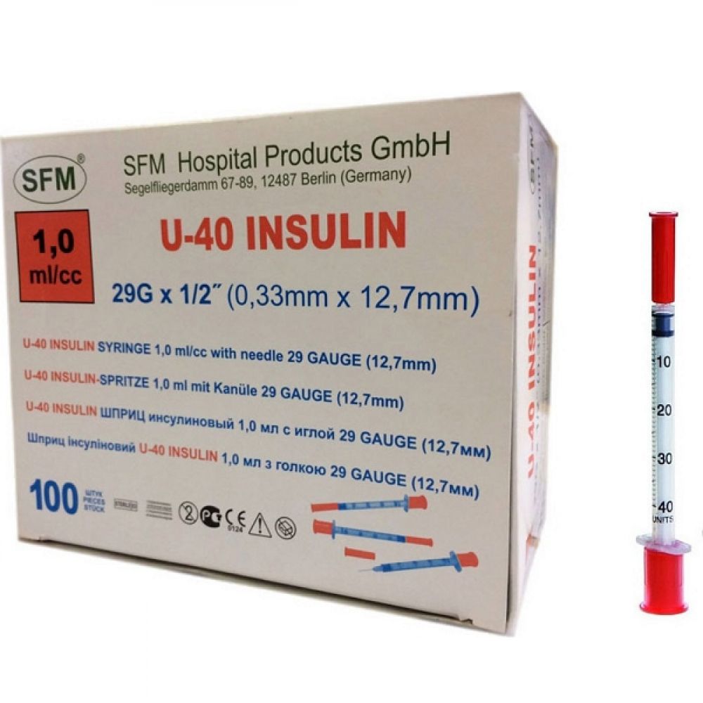Шприц инсулиновый 1мл с иглой 29Gx12,7мм