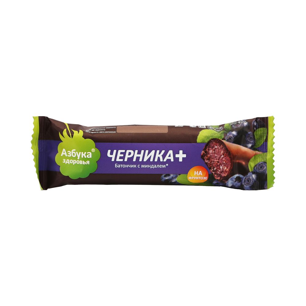 Азбука Здоровья батончик Витаген-Черника+ шоколадная глазурь на фруктозе БАД 40г